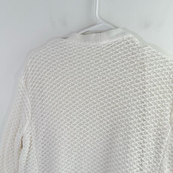 Tibi 100% Cotton White Texture Knit Open Front Sweater Cardigan Medium Large - Picture 10 of 10